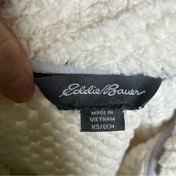 EDDIE BAUER cream t snap pullover fleece jacket spring layer gorpcore size XS - Picture 5 of 6